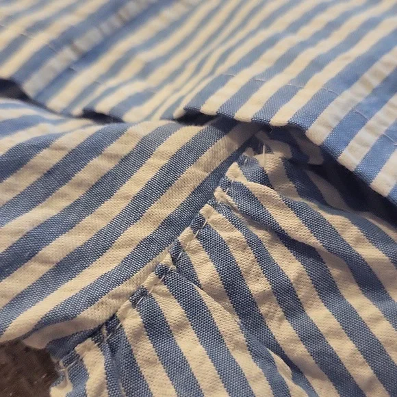 Crewcuts double-ruffle seersucker blue And White Stripes Blouse Shirt - Picture 7 of 7